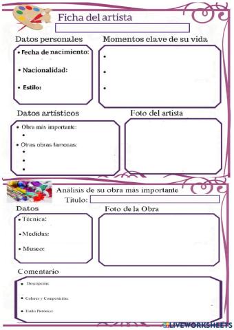 Ficha sobre un Pintor