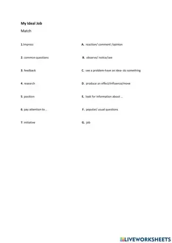 My Ideal Job - Vocab match