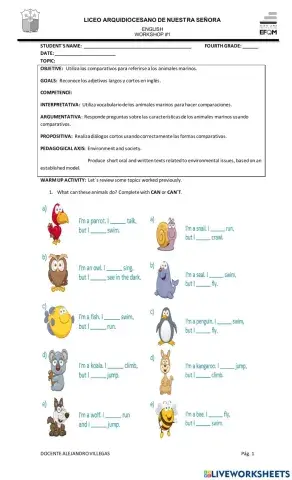 Fourth grade workshop