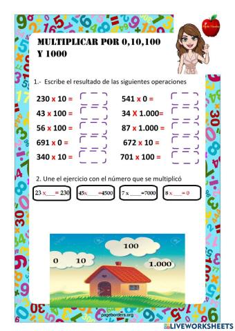 Multiplicaciones por 0, 10, 100 y 1000