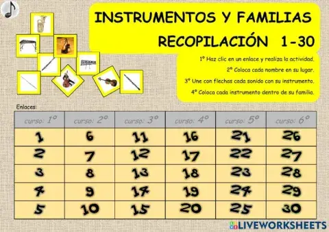 INSTRUMENTOS MUSICALES Y FAMILIAS RECOPILACIÓN 1-30