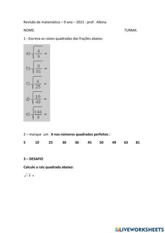 Revisão raiz quadrada