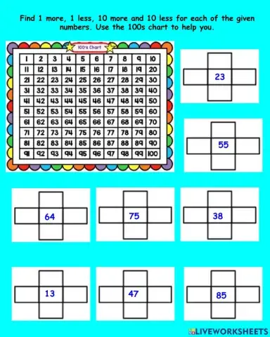 1 more , 1 less, 10 more, 10 less