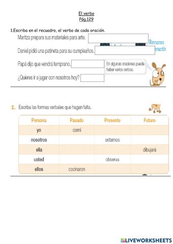 Español 3G-Verbo P129