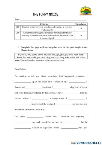 Past Simple Filling gaps + writing