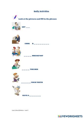 Daily Activities - Vocabulary