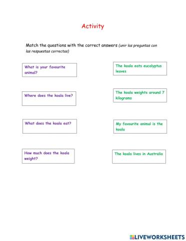 Matching activity-Wh- questions