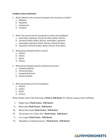 Push and Pull factors