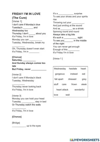 FRIDAY I'M IN LOVE (The Cure)