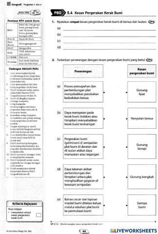 Kesan Pergerakan Kerak Bumi