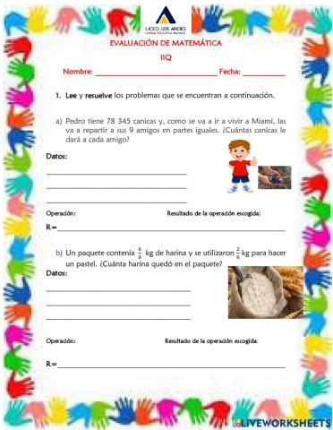 Evaluación de matemática iiq