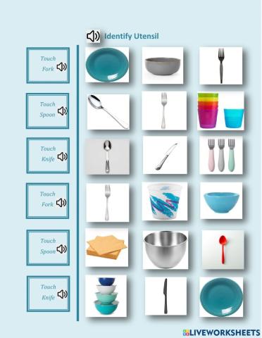 Identify utensil - knife, fork, spoon  - everyone (1.02)