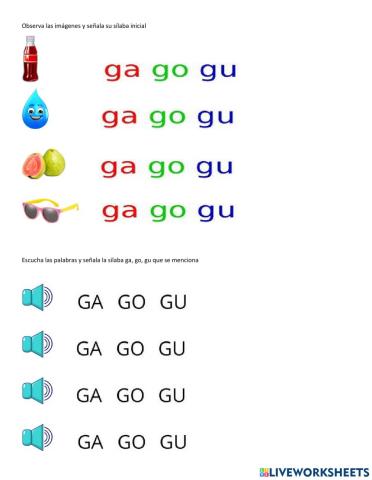 Sílabas ga  go gu