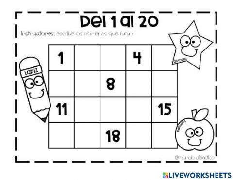 Numeros del 1 al 20