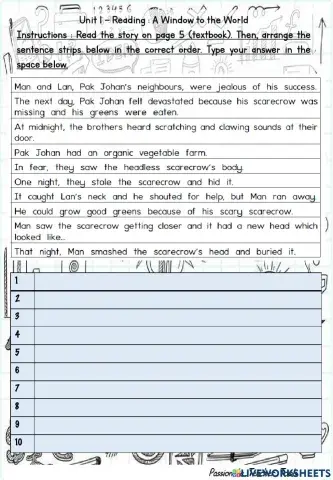 The Scarecrow - Arrange the sentence strips