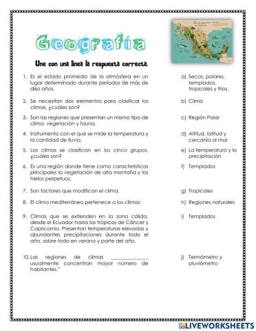 Prueba de geografia 5to