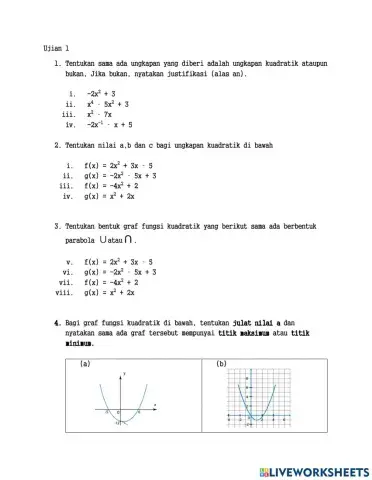 Fungsi dan persamaan kuadratik