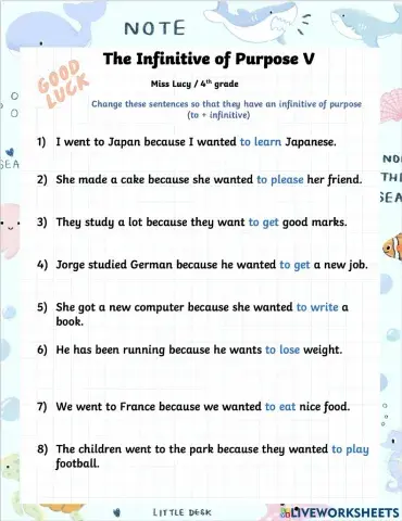 Infinitive of Purpose