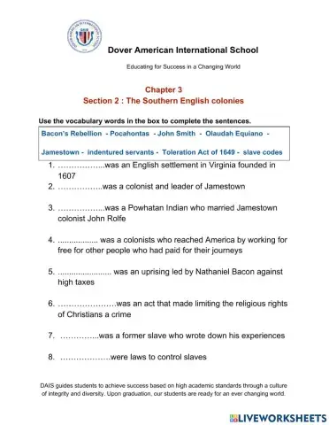 The Southern English colonies