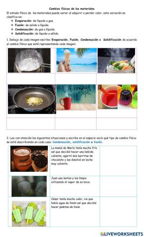 Cambios en los estados físicos de la materia