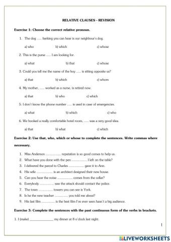 Revision - Relative clause - Past simple - Past continuous