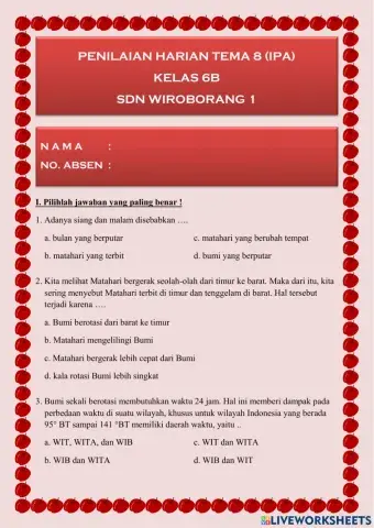 Latihan soal IPA Tata Surya