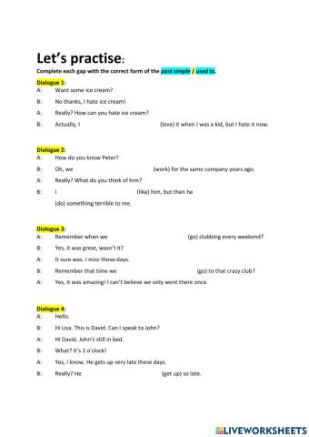 Used to or past simple