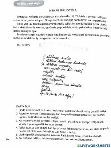 Teksto suvokimas - papildoma užduotis