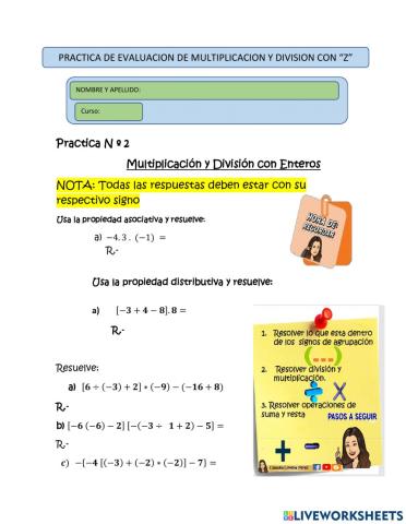 Multiplicacion y division con enteros