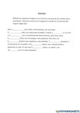 Present Tense- irregulars