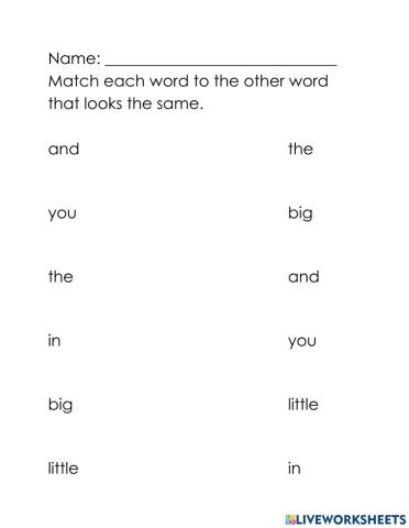 Word to word matching: 1