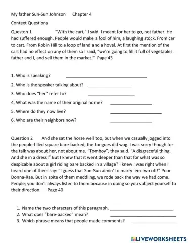 My Father Sun-Sun Johnson Context Questions Ch 4