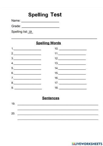 Spelling Unit 19