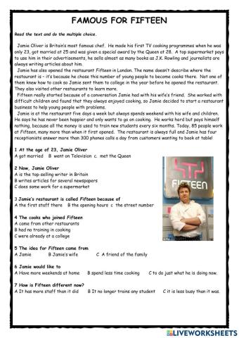 Famous for Fifteen KET Reader