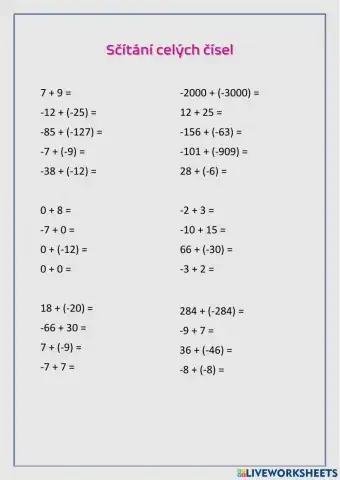 Sčítání celých čísel