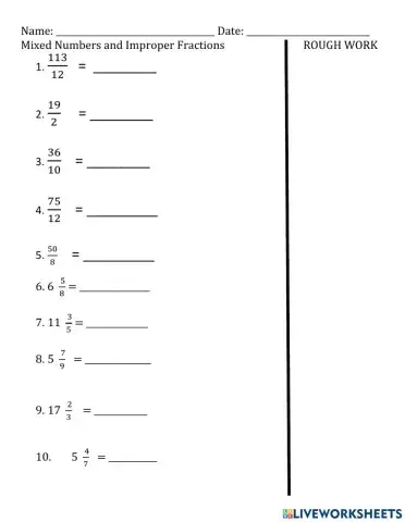 Converting Mixed Numbers and Improper Fractions
