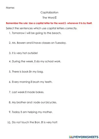 Capitalization of the Word I