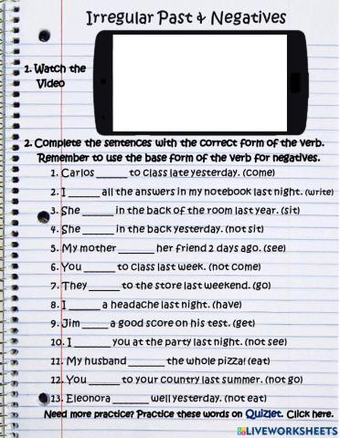 Irregular Past & Negatives (L4)