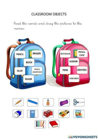 Vocabulary classroom objects