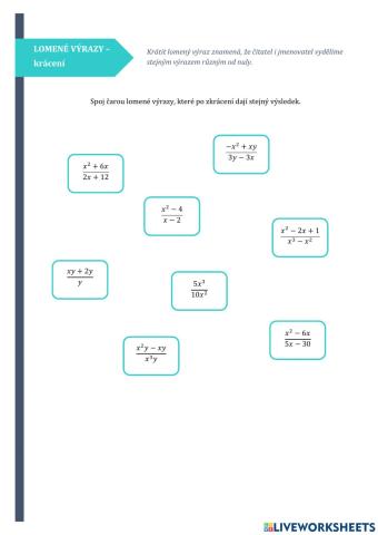 LOMENÉ VÝRAZY - krácení