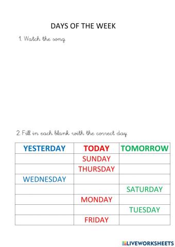 Days of the week