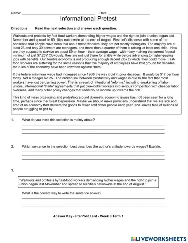 Pretest Informational Text