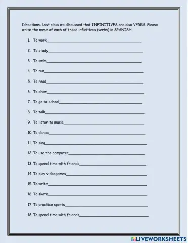 Hacer Ahora -7 Infinitivos