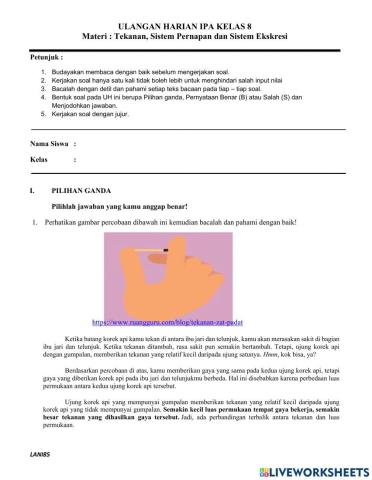 Soal uh akm ipa kelas 8