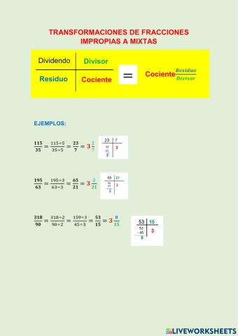Fracciones impropias