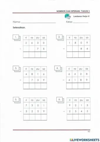 Latihan 1 Tolak 3 Mawar