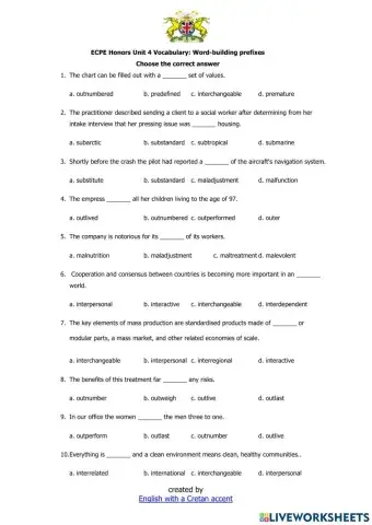 ECPE Honors Unit 4 Vocabulary: Word-building prefixes