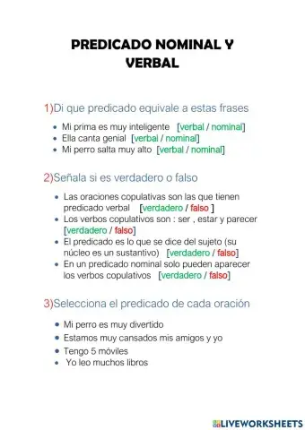 Predicado nominal y verbal