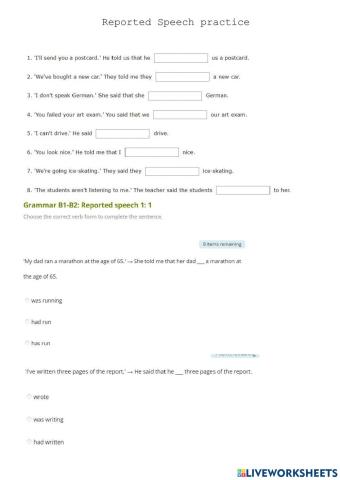 Reported speech statement