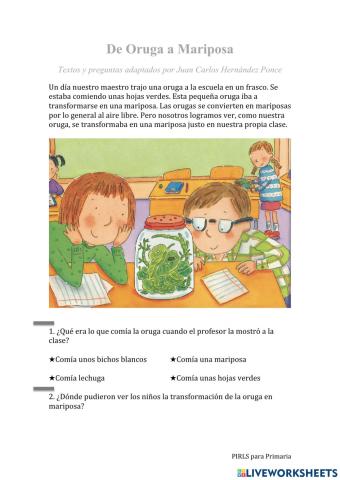 Lectura Pirls: De oruga a mariposa 01